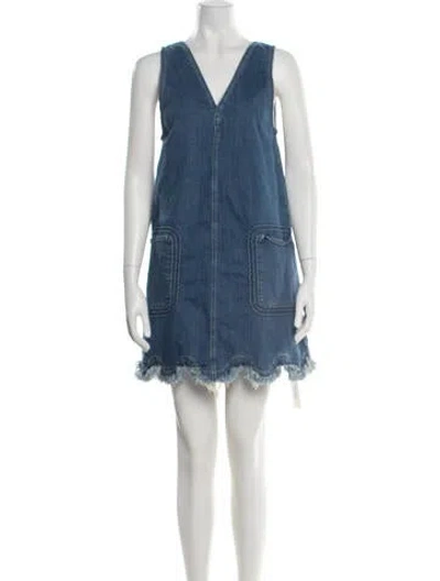 Pre-owned See By Chloé V-neck Mini Dress In Blue