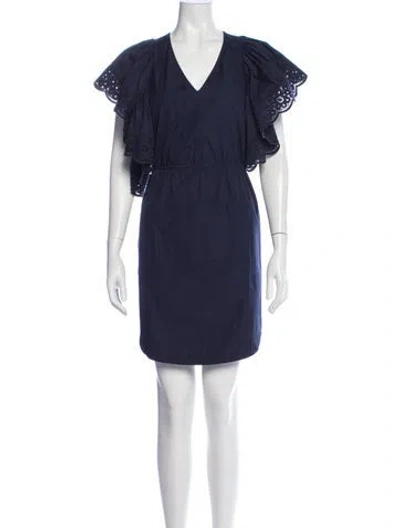 Pre-owned See By Chloé V-neck Mini Dress In Blue