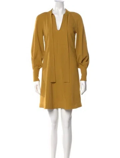 Pre-owned See By Chloé V-neck Mini Dress In Yellow