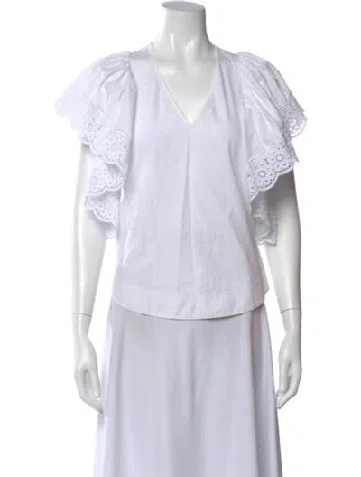 Pre-owned See By Chloé V-neck Short Sleeve Blouse In White
