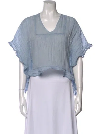 Pre-owned See By Chloé V-neck Short Sleeve Top In Blue