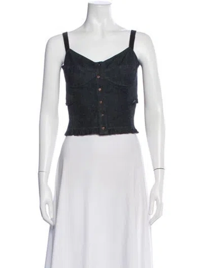 Pre-owned See By Chloé V-neck Sleeveless Crop Top In Blue