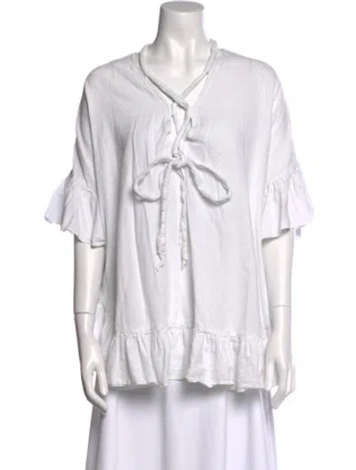Pre-owned See By Chloé V-neck Three-quarter Sleeve Blouse In White