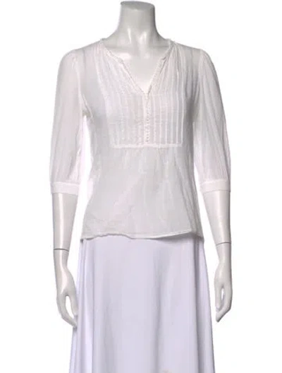 Pre-owned See By Chloé V-neck Three-quarter Sleeve Blouse In White