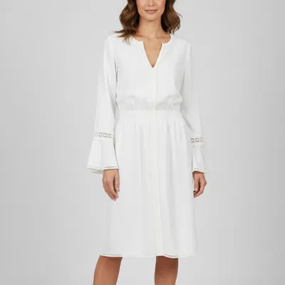 Pre-owned See By Chloé White Crepe Lace Trim Knee Length Dress M