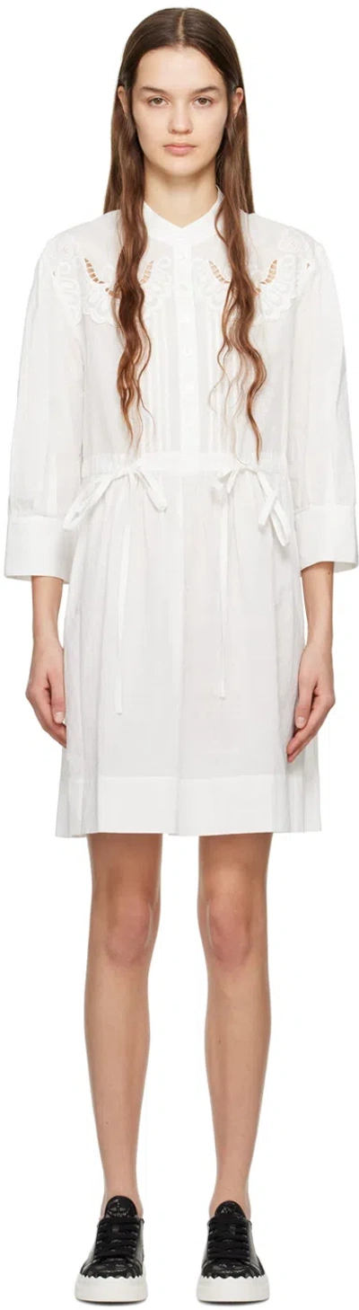 See By Chloé White Embroidered Minidress In 113 Whisper White