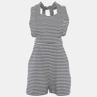 Pre-owned See By Chloé White/black Striped Cotton Knit Halter Neck Playsuit M