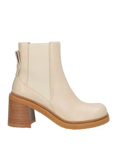 See By Chloé Woman Ankle Boots Beige Size 7 Leather