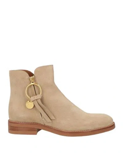 See By Chloé Woman Ankle Boots Beige Size 7 Soft Leather