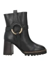 See By Chloé Woman Ankle Boots Black Size 7 Calfskin