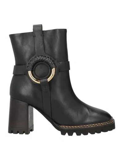 See By Chloé Woman Ankle Boots Black Size 7 Calfskin