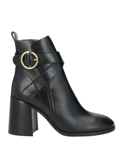 See By Chloé Woman Ankle Boots Black Size 8 Leather