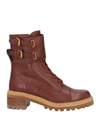 See By Chloé Woman Ankle Boots Brown Size 9 Calfskin