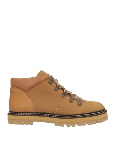 See By Chloé Woman Ankle Boots Camel Size 8 Leather