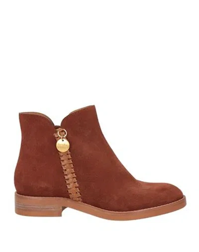 See By Chloé Woman Ankle Boots Rust Size 7 Leather In Red