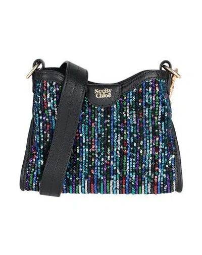 See By Chloé Woman Cross-body Bag Blue Size - Polyester, Polyethylene, Cow Leather