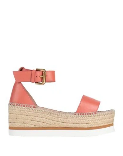 See By Chloé Orange Glyn Espadrille Sandals In 830 Light/pastel Ora