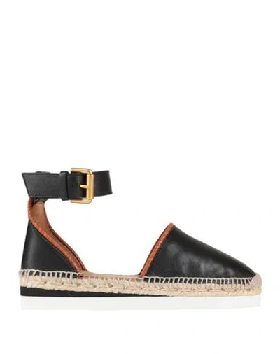 See By Chloé Woman Espadrilles Black Size 7 Calfskin