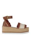 See By Chloé Woman Espadrilles Brown Size 11 Calfskin, Textile Fibers In Brown