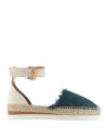 See By Chloé Woman Espadrilles Deep Teal Size 7 Textile Fibers, Calfskin In Green