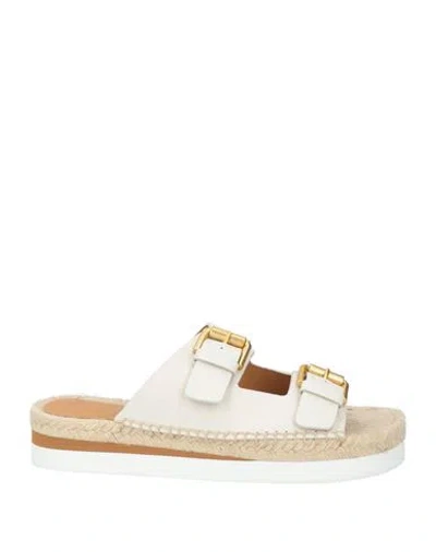 See By Chloé White Glyn Platform Espadrille Sandals In 139 Ivory