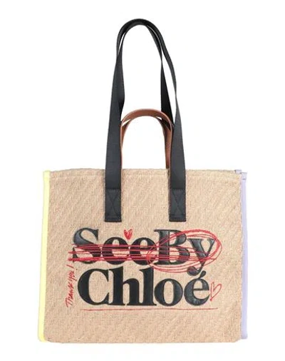 See By Chloé Woman Handbag Sand Size - Jute, Cow Leather In Beige