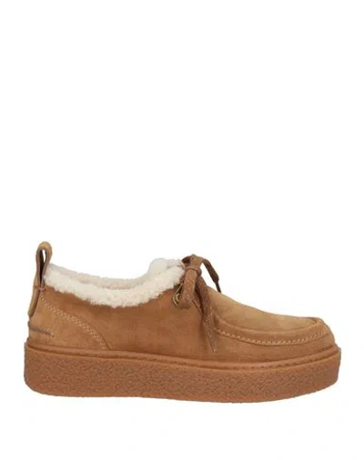 See By Chloé Woman Lace-up Shoes Camel Size 7 Calfskin In Beige
