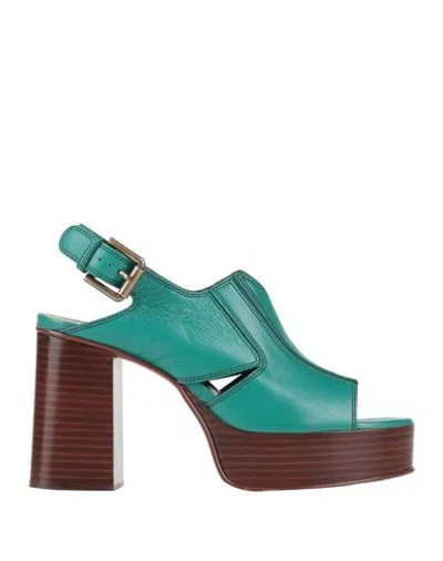 See By Chloé Woman Sandals Emerald Green Size 7 Goat Skin