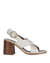 See By Chloé Woman Sandals Ivory Size 6 Calfskin In White