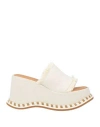 See By Chloé Woman Sandals Ivory Size 7 Textile Fibers In White