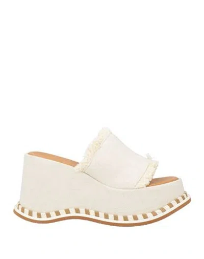 See By Chloé Woman Sandals Ivory Size 7 Textile Fibers In White