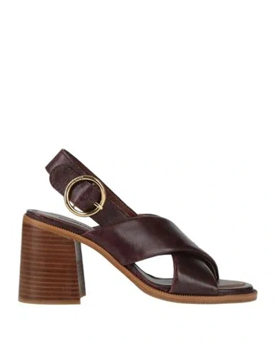 See By Chloé Woman Sandals Plum Size 7 Calfskin In Purple