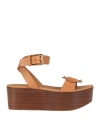 SEE BY CHLOÉ SEE BY CHLOÉ WOMAN SANDALS TAN SIZE 6 LAMBSKIN