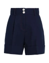 See By Chloé Woman Shorts & Bermuda Shorts Navy Size 8 Cotton, Polyester, Viscose, Elastane In Navy Blue
