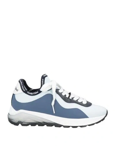 See By Chloé Woman Sneakers Sky Blue Size 6 Leather, Textile Fibers