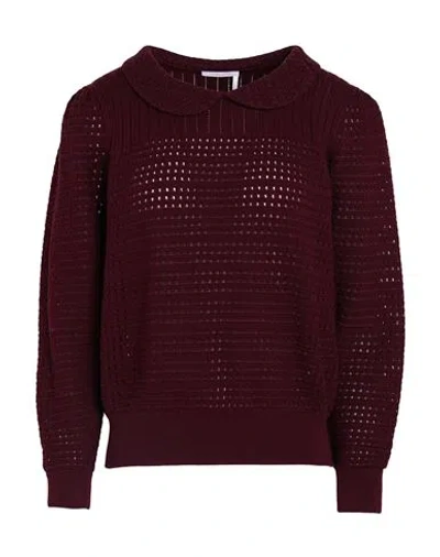 See By Chloé Woman Sweater Deep Purple Size L Cotton, Elastane, Polyamide In Burgundy
