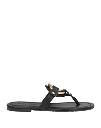 See By Chloé Woman Thong Sandal Black Size 6 Leather