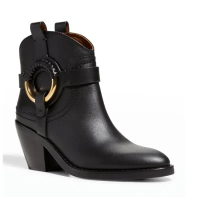 SEE BY CHLOÉ WOMEN'S BLACK LEATHER COWBOY WESTERN BOOTIE