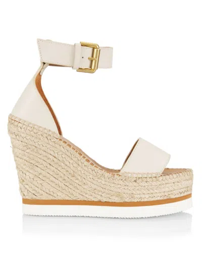 See By Chloé Women's Glyn 110mm Espadrille Wedge Sandals In Cream