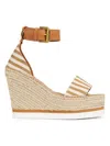 SEE BY CHLOÉ WOMEN'S GLYN 110MM STRIPED ESPADRILLE PLATFORM WEDGE SANDALS