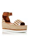 See By Chloé Glyn Striped Canvas Espadrille Wedge Sandals In Tan