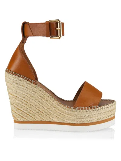 See By Chloé Women's Glyn Leather Wedge Sandals In Tan