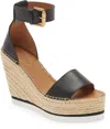 SEE BY CHLOÉ WOMEN'S GLYN WEDGE HEELED LEATHER SANDAL IN BLACK