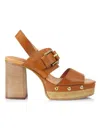 See By Chloé Women's Joline Buckle-accented Leather Platform Sandals In Light Brown