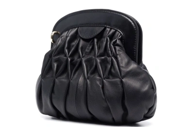 See By Chloé See By Chloe Women's Piia Black Gathered Leather Crossbody Handbag Clutch