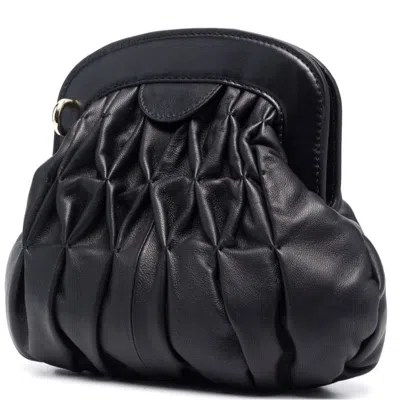 See By Chloé Women's Piia Black Gathered Leather Crossbody Handbag Clutch