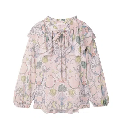 SEE BY CHLOÉ WOMEN'S PUSSY-BOW RUFFLED PRINTED CREPE DE CHINE BLOUSE