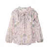 SEE BY CHLOÉ WOMEN PUSSY-BOW RUFFLED PRINTED CREPE DE CHINE TOP BLOUSE IN MULTI