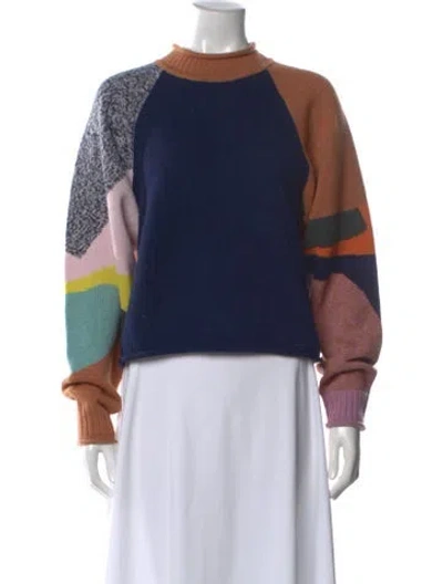 Pre-owned See By Chloé Wool Colorblock Pattern Sweater In Blue