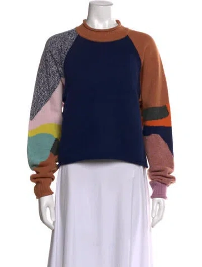 Pre-owned See By Chloé Wool Colorblock Pattern Sweater In Blue